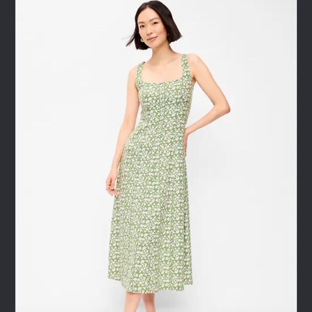 Gap Linen Blend midi sleeveless tank dress casual ditsy cottagecore XS